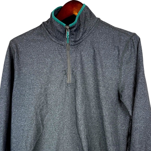Aeropostale Quarter Zip Pullover Men's Medium Gray Green Trim Long Sleeve - Picture 1 of 10